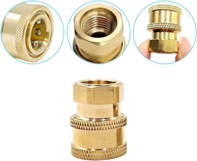TUQO Quick Connector Coupler/Adaptor,Brass made, suitable to connect accessories to the Pressure Washer/Foam Lance, Quick Nozzle, Under Carriage Clearer Attachment, etc. (Pack of 2) (1/4") - SV09 - Image 2