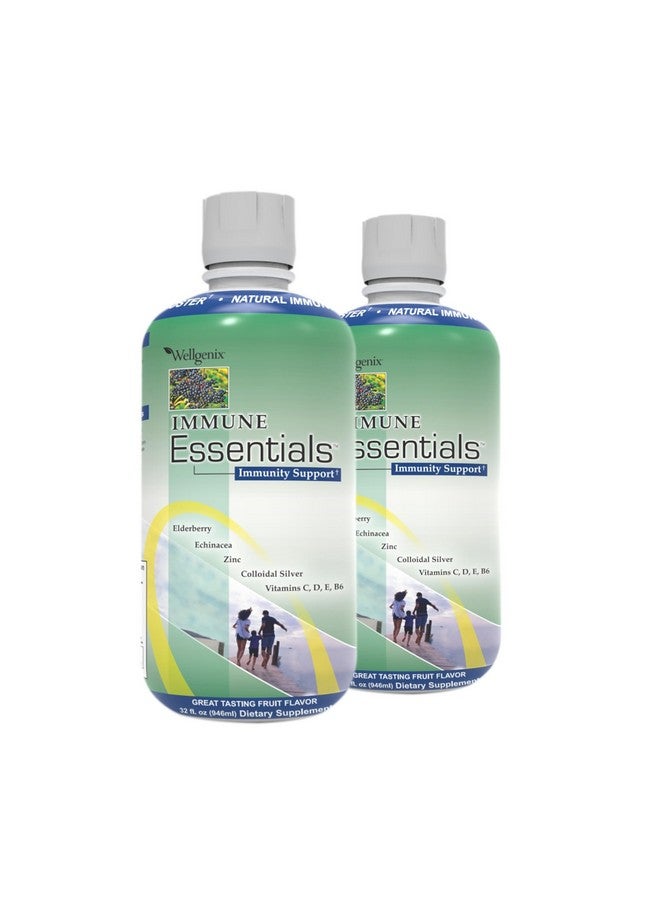 Wellgenix Immune Essentials - Multivitamin Liquid for Men, Women & Kids - Vegan Supplement with Vitamins C, D Elderberry Zinc, Echinacea for Toddler, Kid & Adult 32oz (Pack of 2) - Image 1