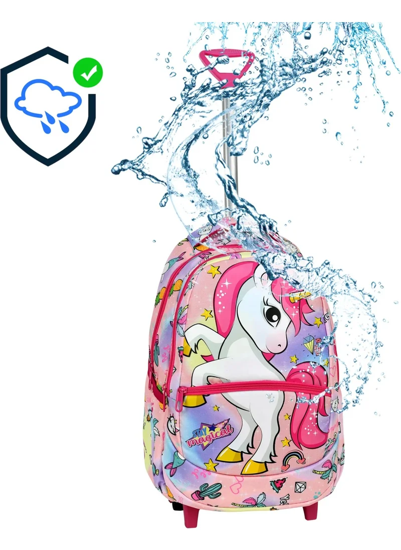 Çantaland 3-Piece School Set with Trolley, Unicorn Patterned Primary School Bag + Lunch Box + Pencil Case