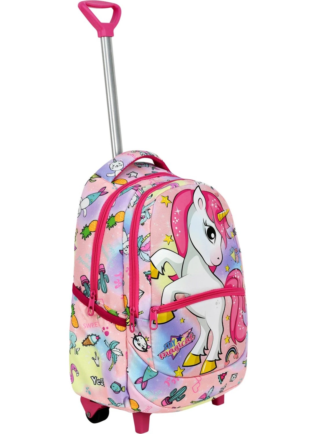 Çantaland 3-Piece School Set with Trolley, Unicorn Patterned Primary School Bag + Lunch Box + Pencil Case  - Image 3