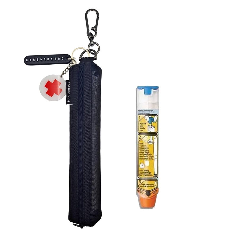 MAGNEECH 1 Pack Mesh Epi Pens Carrying Case EpiPen Carrier Convenient Travel Case for Allergy and Diabetes Fits Put in 1 Epi Pens Black