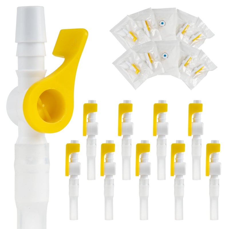 10 Pcs Ximter Comfort Flow Catheter Valves Sterile Easy to Use Lever Tap Smooth Edges and Tubing for Optimal Urine Drainage Comfort 10 Pack