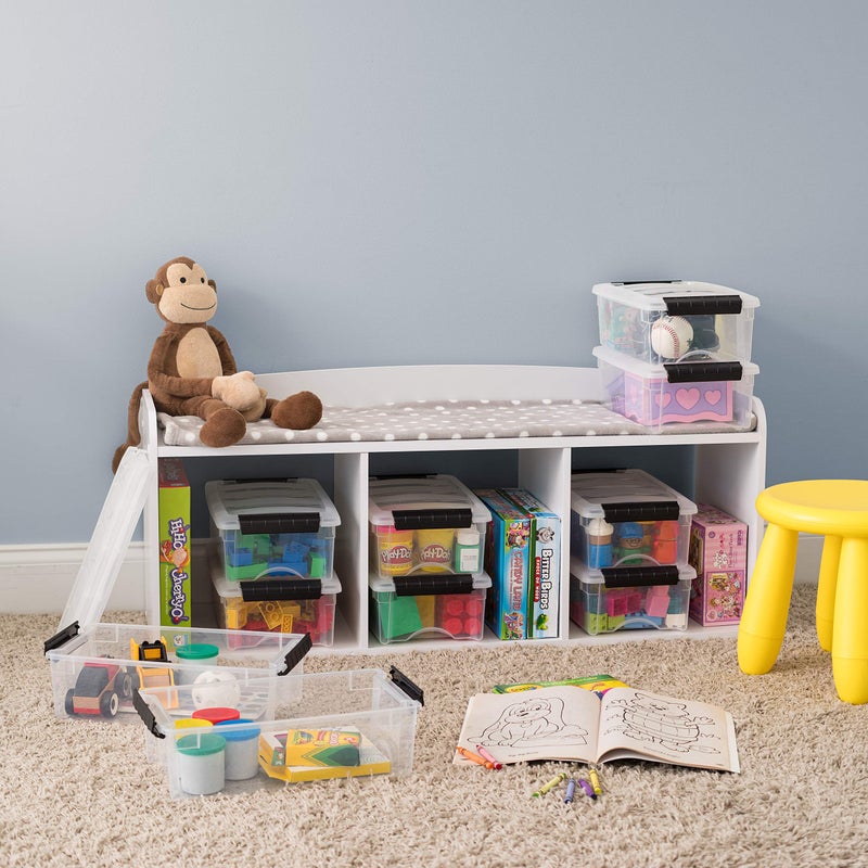 IRIS USA 6 Quart Stackable Plastic Storage Bins with Lids, 10 Pack - BPA-Free, Made in USA - See-Through Organizing Solution, Latches, Durable Nestable Containers, Secure Pull Handle - Clear/Black - Image 5