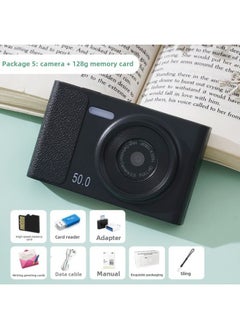 Generic 5000W HD Dual Camera Ccd Digital Camera Retro Affordable Student Campus HD Photographable Card Machine Single Continuation-Body Color:Knight Black  - 128g Memory Card  Can Be Uploaded To Mobile Phones  - Image 1