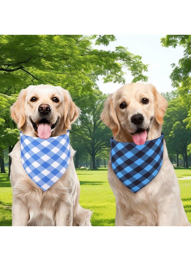 Agroon Dog Bandanas Boy Large 2PCS, Summer Spring Blue Scarf, Durable Triangle Reversible Bibs Handkerchief for Puppy Pet - Image 3