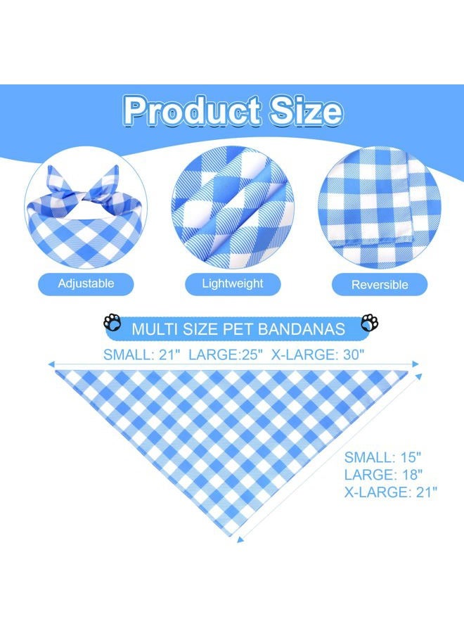 Agroon Dog Bandanas Boy Large 2PCS, Summer Spring Blue Scarf, Durable Triangle Reversible Bibs Handkerchief for Puppy Pet - Image 2