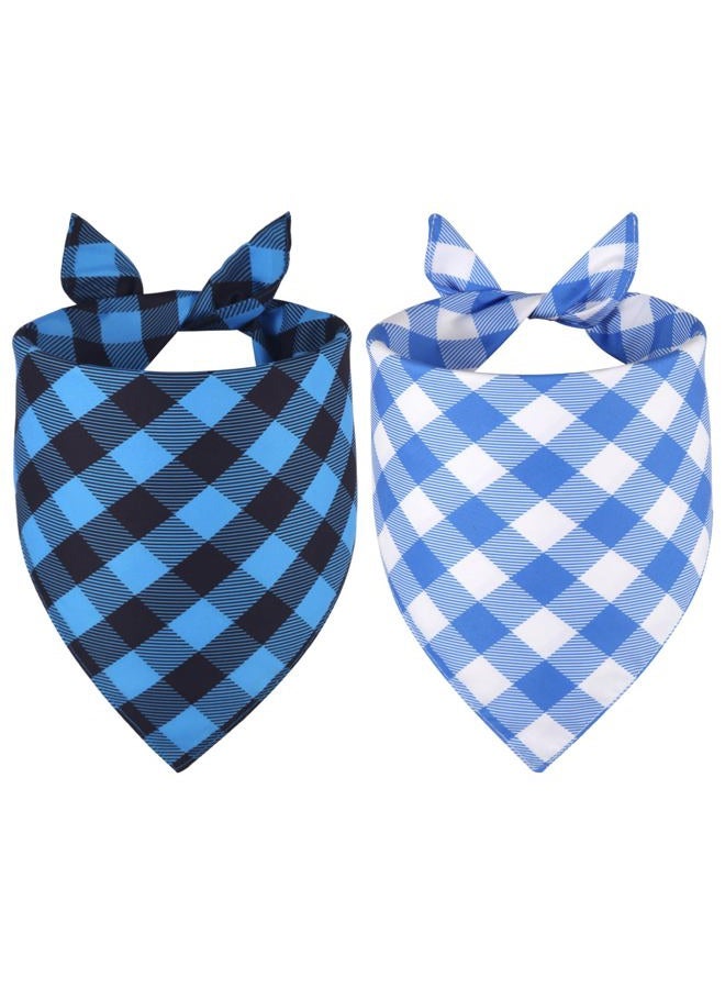 Agroon Dog Bandanas Boy Large 2PCS, Summer Spring Blue Scarf, Durable Triangle Reversible Bibs Handkerchief for Puppy Pet - Image 1