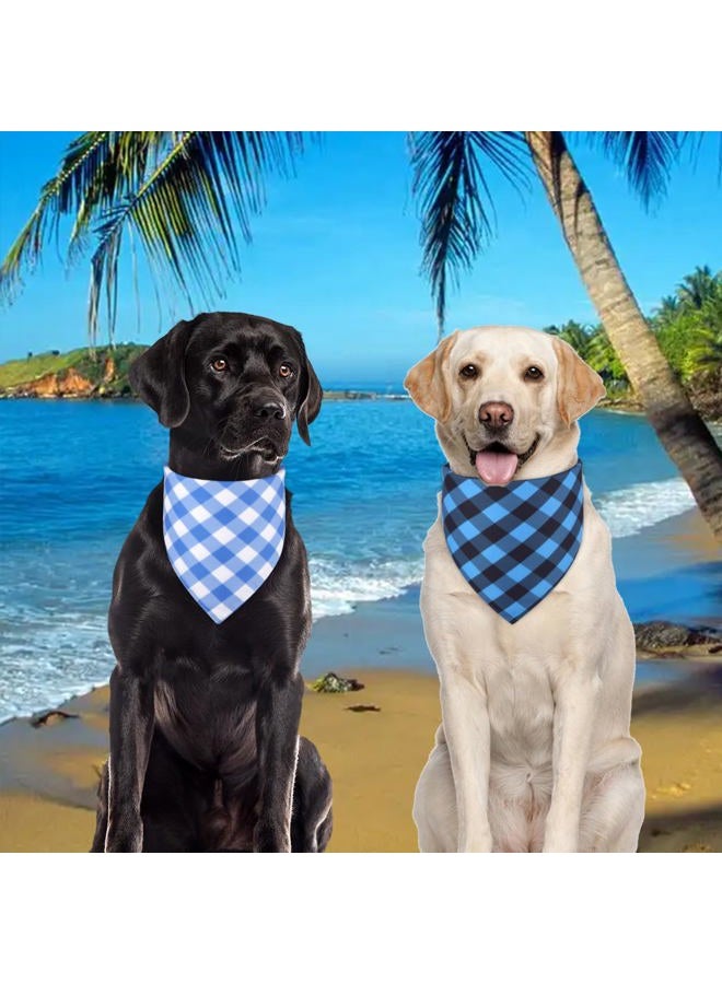 Agroon Dog Bandanas Boy Large 2PCS, Summer Spring Blue Scarf, Durable Triangle Reversible Bibs Handkerchief for Puppy Pet - Image 4