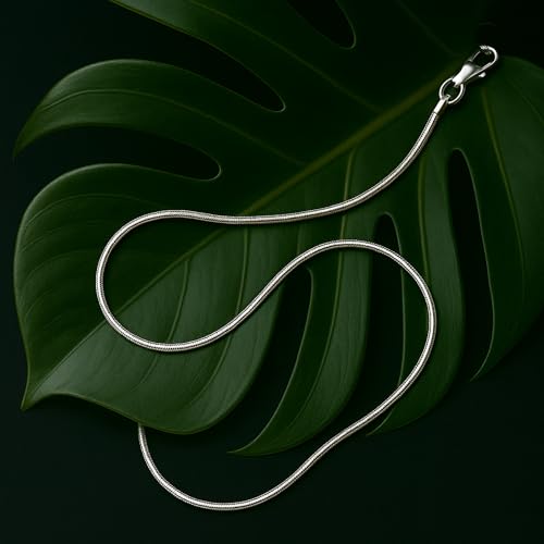 Designer Sterling Silver قلادة فضة 925 للنساء من DSS، سلسلة أفعى مستديرة 1مم، مشابك مخلب الكركند، سلسلة فضة 925، مجوهرات إيطالية للنساء، 18 بوصة - Image 3