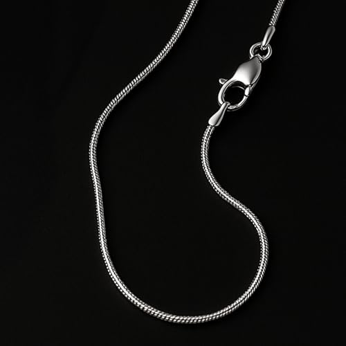 Designer Sterling Silver قلادة فضة 925 للنساء من DSS، سلسلة أفعى مستديرة 1مم، مشابك مخلب الكركند، سلسلة فضة 925، مجوهرات إيطالية للنساء، 18 بوصة - Image 5