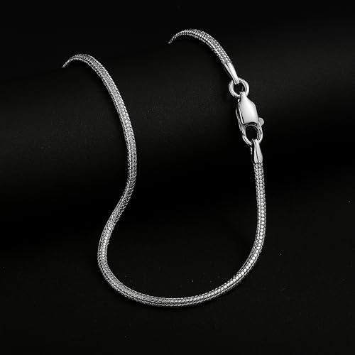 Designer Sterling Silver قلادة فضة 925 للنساء من DSS، سلسلة أفعى مستديرة 1مم، مشابك مخلب الكركند، سلسلة فضة 925، مجوهرات إيطالية للنساء، 18 بوصة - Image 4