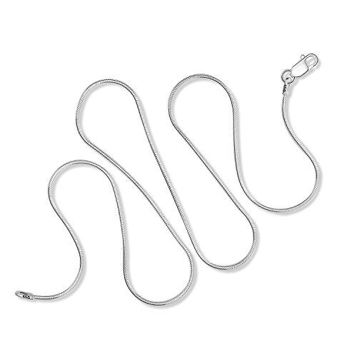 Designer Sterling Silver قلادة فضة 925 للنساء من DSS، سلسلة أفعى مستديرة 1مم، مشابك مخلب الكركند، سلسلة فضة 925، مجوهرات إيطالية للنساء، 18 بوصة - Image 1