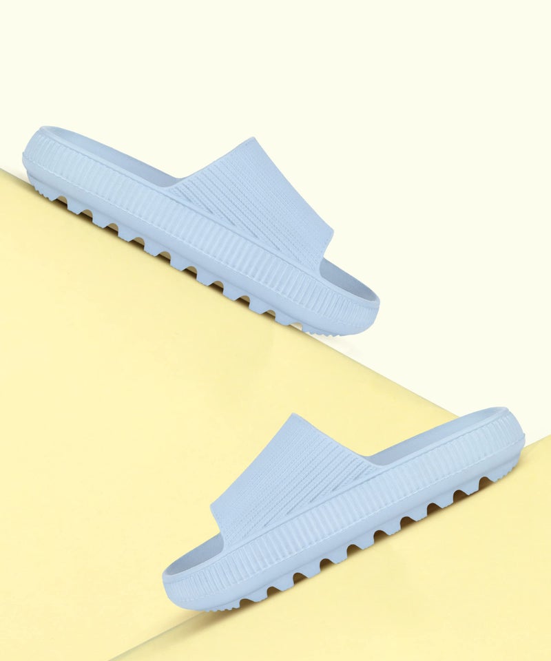 Aqualite NEO-354 Women's Slides Slippers | Slip-On Comfort Flat Base Flipflop Anti-Skid, Lightweight & Easy to Wear | Casual Home & Outdoor Sandals for Women Blue - Image 2