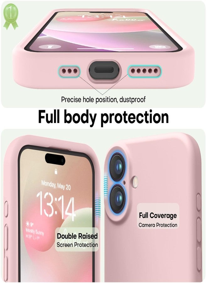 LOVE 3000 جراب LOVE 3000 مصمم خصيصًا لهاتف iPhone 16، مصنوع من السيليكون الفاخر مع بطانة ناعمة من الألياف الدقيقة المقاومة للخدش، جراب واقٍ مقاوم للصدمات مناسب للرجال والنساء والفتيات، مقاس 6.1 بوصة، لون وردي طباشيري - Image 3