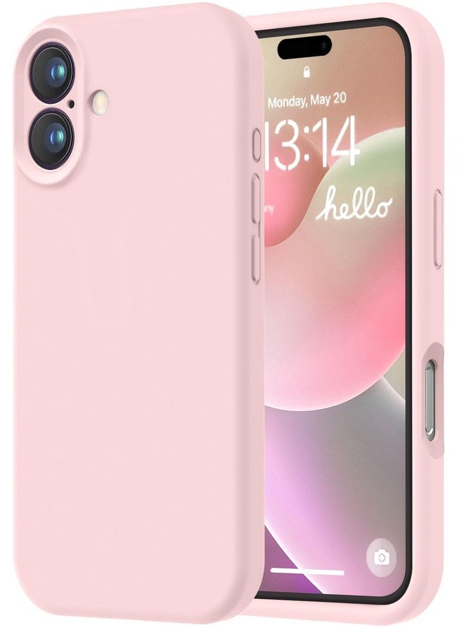 LOVE 3000 جراب LOVE 3000 مصمم خصيصًا لهاتف iPhone 16، مصنوع من السيليكون الفاخر مع بطانة ناعمة من الألياف الدقيقة المقاومة للخدش، جراب واقٍ مقاوم للصدمات مناسب للرجال والنساء والفتيات، مقاس 6.1 بوصة، لون وردي طباشيري - Image 1