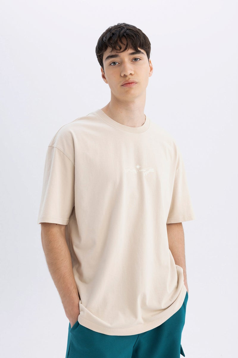 DeFacto Man Oversize Fit Crew Neck Back Printed Short Sleeve T Shirt  - Image 2