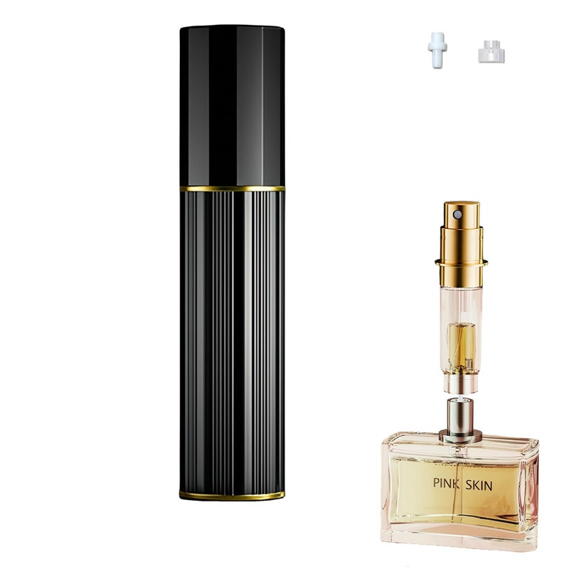 Fiwecos Perfume Travel Refillable Bottle Cologne Portable Atomizer Fragrance Scent Sprayer Pump Fill from Bottom Mini Pocket Size 5ml for Travel Essentials & Best Gift (BLACK) - Image 1