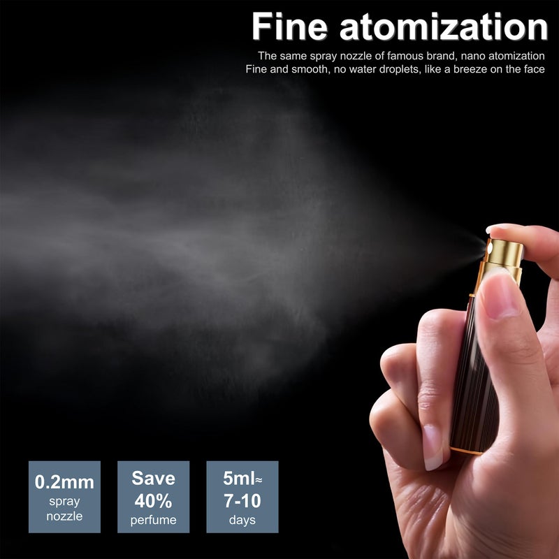 Fiwecos Perfume Travel Refillable Bottle Cologne Portable Atomizer Fragrance Scent Sprayer Pump Fill from Bottom Mini Pocket Size 5ml for Travel Essentials & Best Gift (BLACK) - Image 3