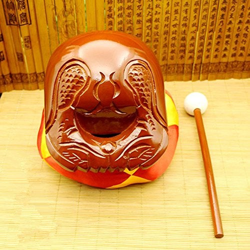 ZUODOOKU Buddhist Camphorwood Wooden Fish Temple Block Zen Drum with Mat 4 inch - Image 2