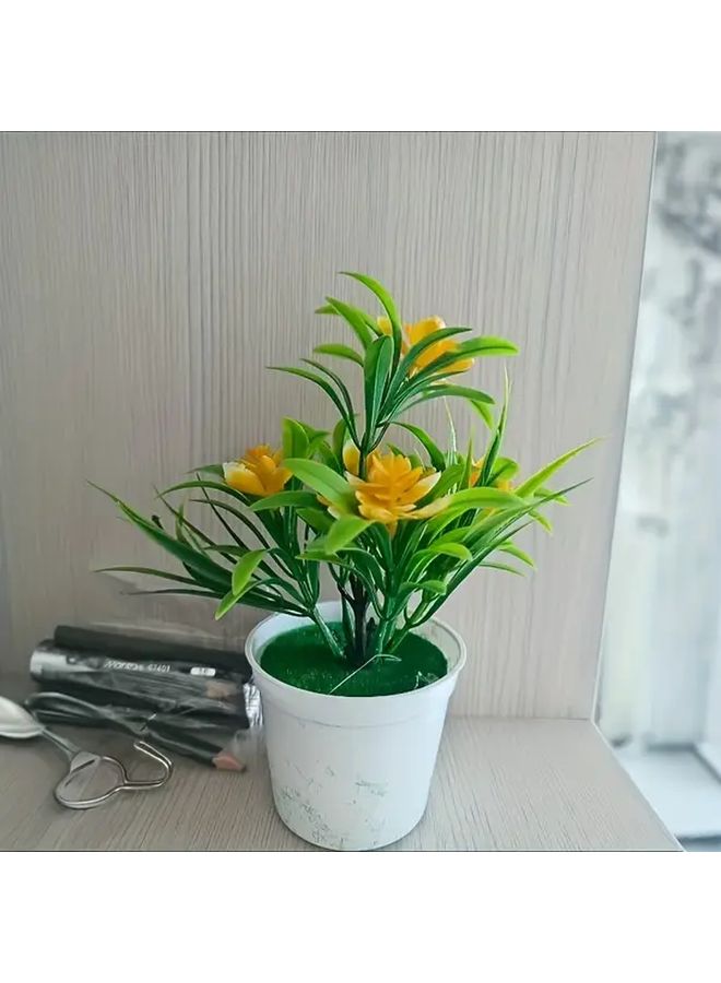 3 نباتات لوتس مصغرة واقعية 3 أواني ألوان عشوائية لديكور المنزل والمكتب - Image 2