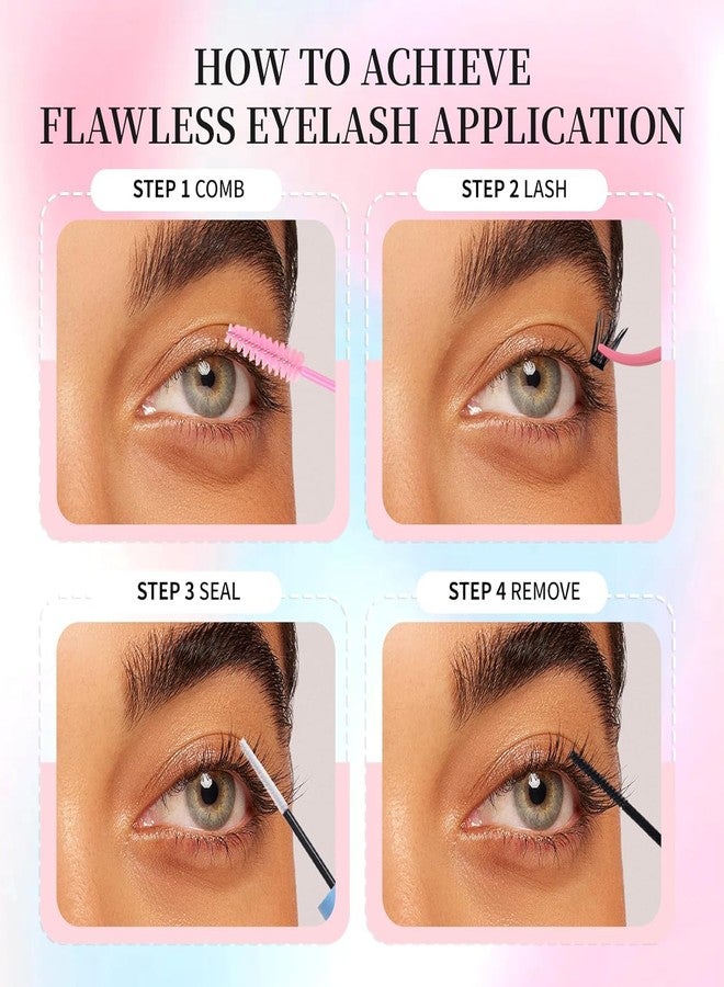 Fenshine Cluster Lashes Individual Lashes Wide Stem C/D Curl 10-16mm Length DIY Eyelash Extension Individual Soft False for Personal Use at Home - Image 5