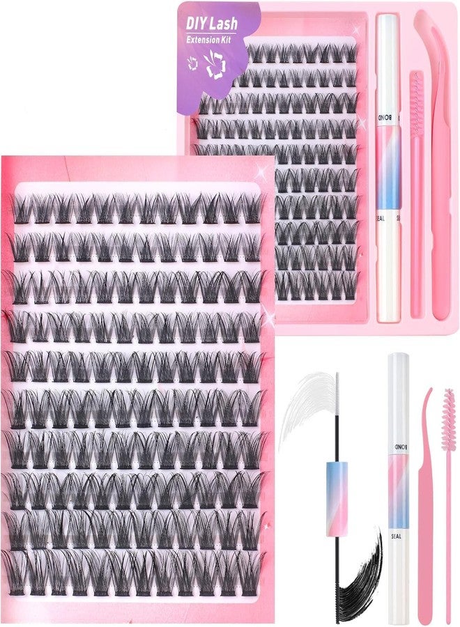 Fenshine Cluster Lashes Individual Lashes Wide Stem C/D Curl 10-16mm Length DIY Eyelash Extension Individual Soft False for Personal Use at Home - Image 1