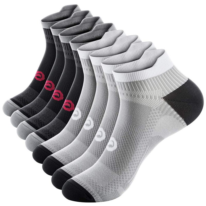 PAPLUS No Show Compression Socks for Men and Women (4 Pairs), Low Cut Running Ankle Socks with Arch Support for Plantar Fasciitis, Cyling, Athletic, Flight, Travel, Nurses Large-X-Large - Image 1