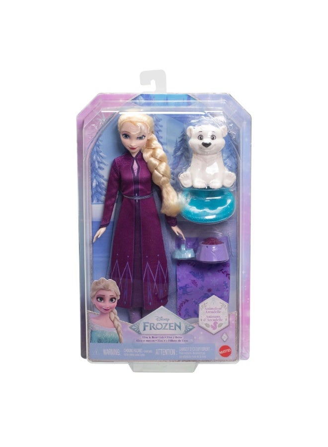 Disney FROZEN دمى الموضة من ديزني فروزن إلسا ودب صغير JFG16 - Image 1