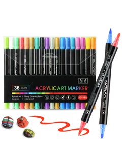 Generic 36-Piece Dual Tip Acrylic Paint Markers Set, Premium Non-toxic Multicolor Acrylic Paint Pens With Brush Tip and Fine Tip For Rock Painting, Wood, Canvas, Stone, Glass, Ceramic, Arabic Calligraphy and DIY Crafts Making Art Supplies  - Image 1