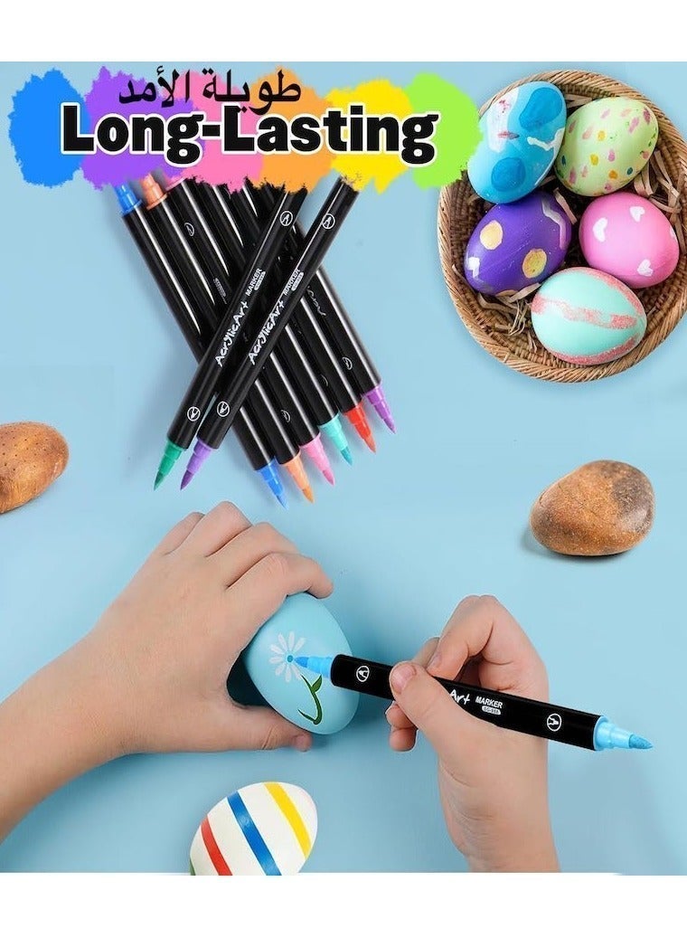 36-Piece Dual Tip Acrylic Paint Markers Set, Premium Non-toxic Multicolor Acrylic Paint Pens With Brush Tip and Fine Tip For Coloring Book, Rock, Wood, Canvas, Glass, Ceramic, Arabic Calligraphy and DIY Crafts Making Art Supplies - Image 5