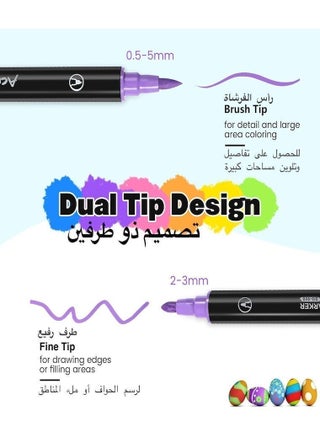 36-Piece Dual Tip Acrylic Paint Markers Set, Premium Non-toxic Multicolor Acrylic Paint Pens With Brush Tip and Fine Tip For Coloring Book, Rock, Wood, Canvas, Glass, Ceramic, Arabic Calligraphy and DIY Crafts Making Art Supplies - view 3