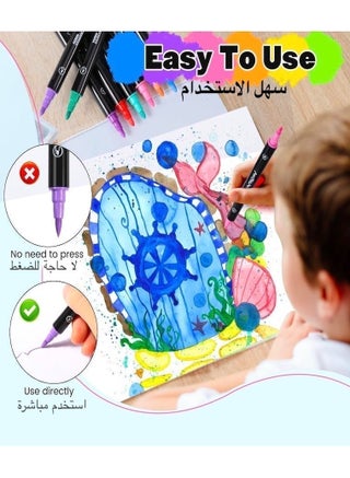 36-Piece Dual Tip Acrylic Paint Markers Set, Premium Non-toxic Multicolor Acrylic Paint Pens With Brush Tip and Fine Tip For Coloring Book, Rock, Wood, Canvas, Glass, Ceramic, Arabic Calligraphy and DIY Crafts Making Art Supplies - view 4