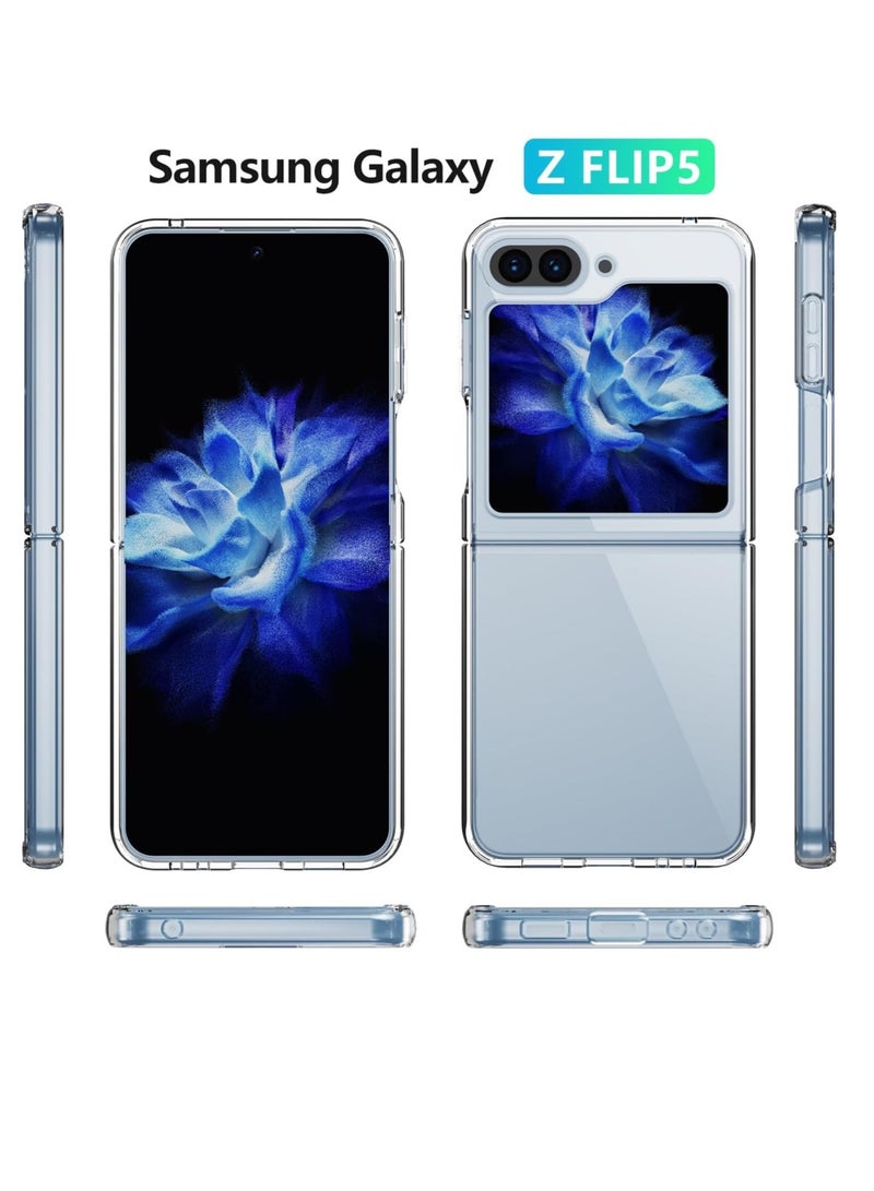 إلترازون Case for Samsung Galaxy Z Flip 5 Cover Back Clear Transparent Slim Thin Premium Hard Crystal Shockproof Protective Case for Samsung Galaxy Z Flip 5 - Image 4