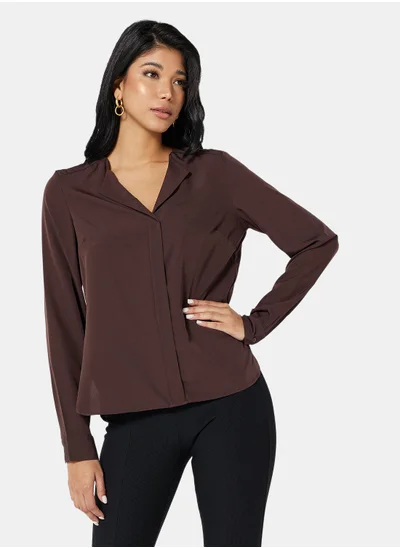 فيرو مودا Solid Notch Neck Blouse