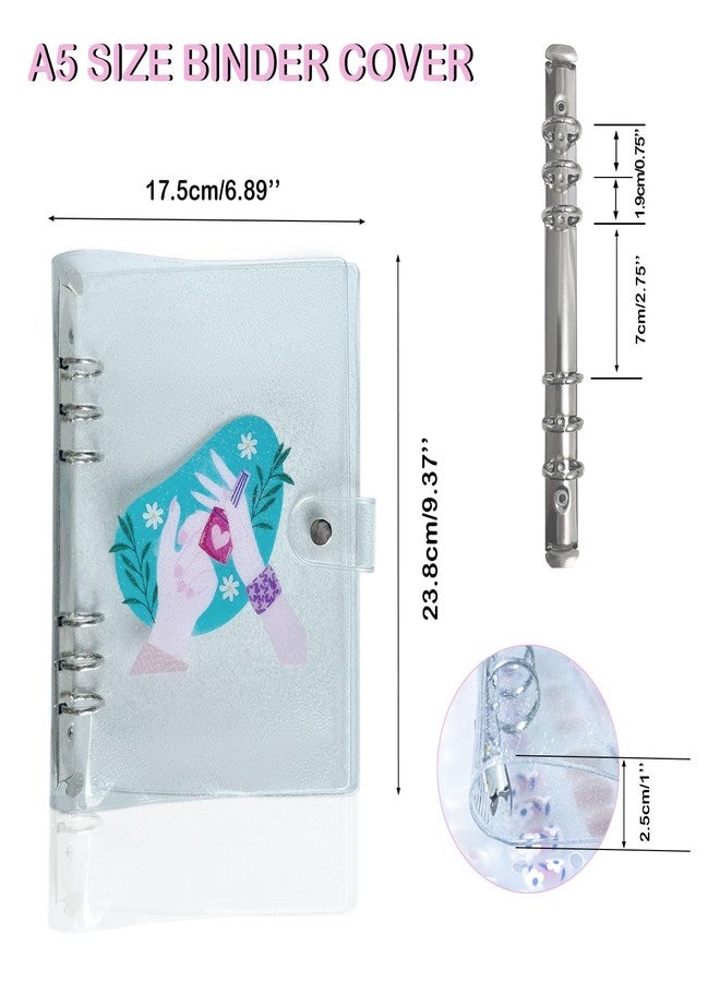 HYRAUL Press On Nail Organizer,10 PCS,A5 Glitter PVC Cover Binder,Press On Nail Packaging for Fake Nail Storage Nail Display Nail Salon Press On Nail Supplies Organizer with Nail Tape(A5(9.37 * 6.89 * 1inch) - Image 3