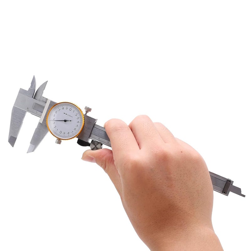 150mm Steel Dial Caliper Shockproof Adjustable Vernier Caliper with Lock Screw and Storage Box Silver - Image 3