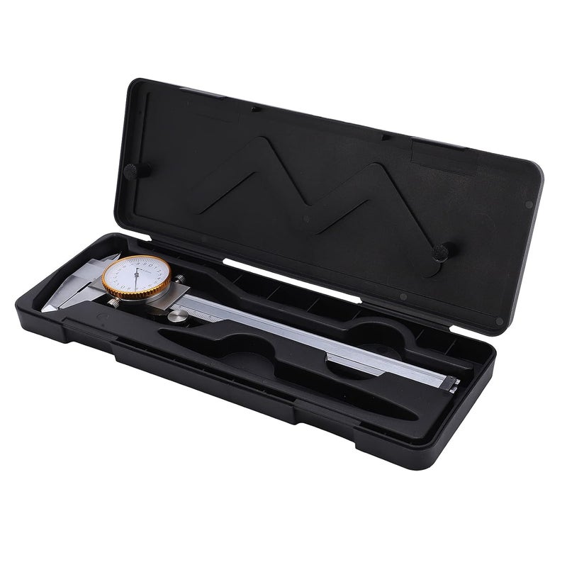 150mm Steel Dial Caliper Shockproof Adjustable Vernier Caliper with Lock Screw and Storage Box Silver - Image 2