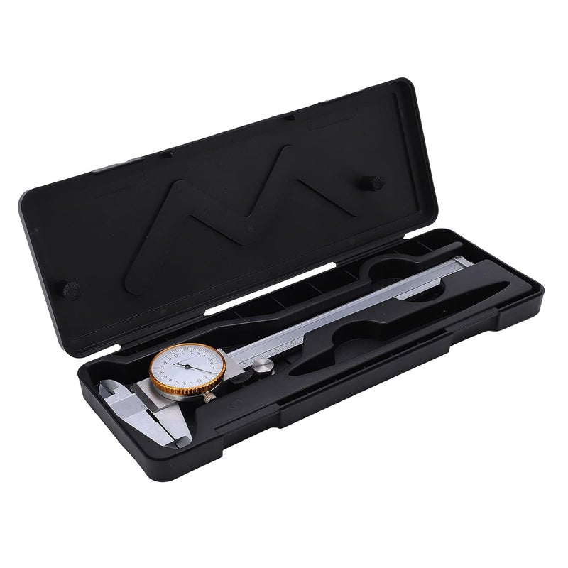 150mm Steel Dial Caliper Shockproof Adjustable Vernier Caliper with Lock Screw and Storage Box Silver - Image 4