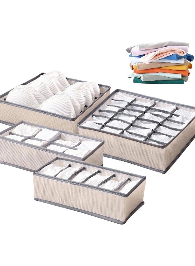 GGOOT Dresser Drawer Organizers - Breathable Mesh PVC Bra Organizer | Drawer Organizers Cabinet Closet Organizers And 4 Storage Boxes for Clothes Underwear Socks - Image 1