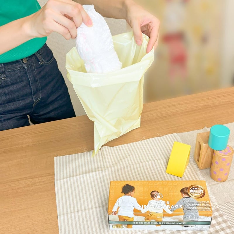 BOS, Odor-Sealing Dirty Diaper Trash Bags - Disposable Bags - Scent & Smell Free [90 count] (Medium) - Image 2