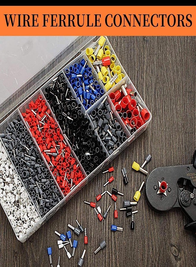 Cuzenal® 1200pcs Electronic Wire Ferrules Kit, Assortment Ferrule Wire Copper Crimp Connector, Wire Connector Jointer Kit Wiring Cable Connector, Insulated Cord Pin End Terminal AWG 23-7 - Image 3