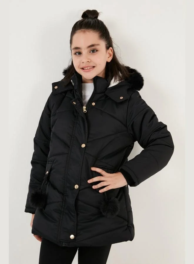 ليلا معطف منتفخ مبطن بالزغب للبنات من ليلا بغطاء رأس