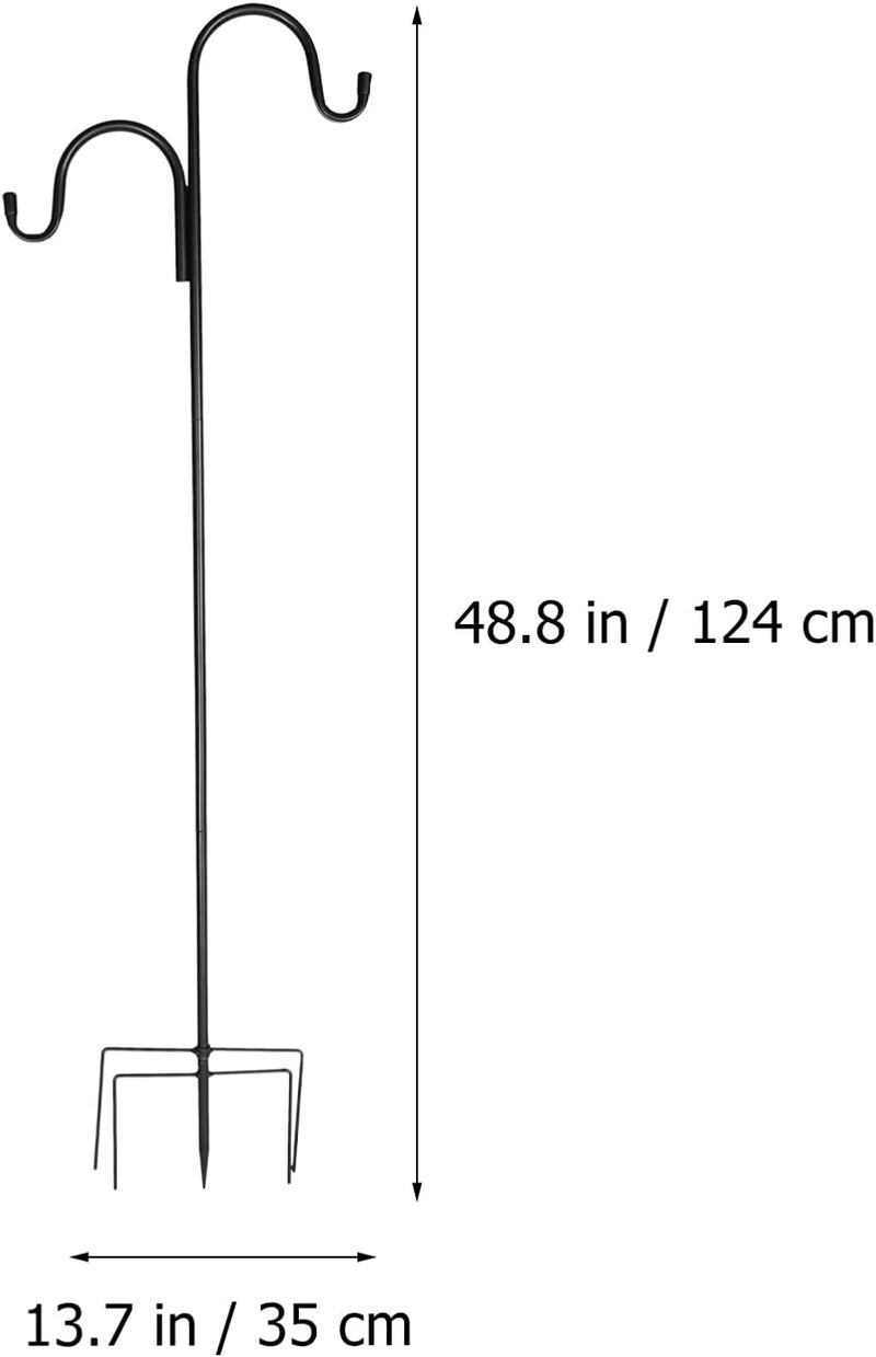 Shepherd Hooks Anti- Rust Iron Plant Stand Hangers Heavy Duty Double Garden Hanging Stake Bird Feeder Pole with 5 Prong Base for Wedding Mason Jars Lantern Wind Chime - Image 1