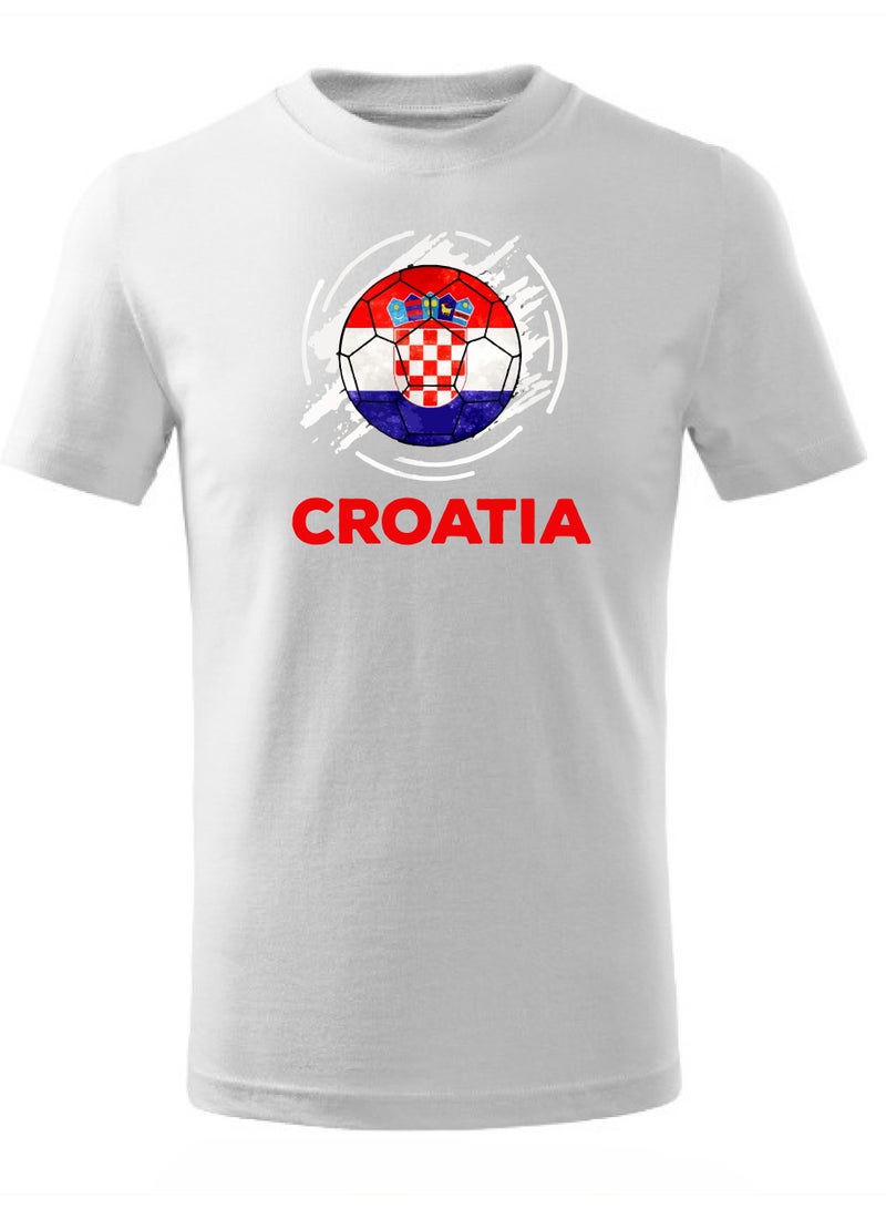 Croatia Football Team World Fans printed T shirts Supporting The Team Football Team Jersey T shirts For Men | Women | Kids to win the cup (White)  - Image 1