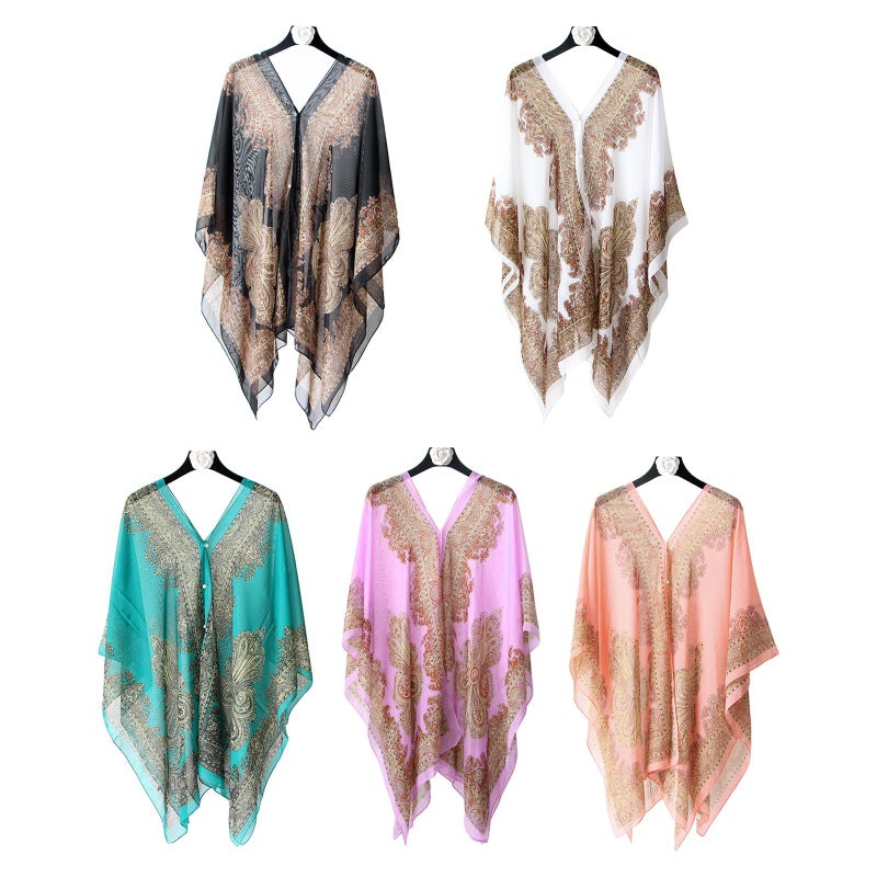 Chiffon Floral Print Beach Scarf 160x95cm Sun Wrap Multi Functional Shawl Cover UP For Women V3G9 - Image 4