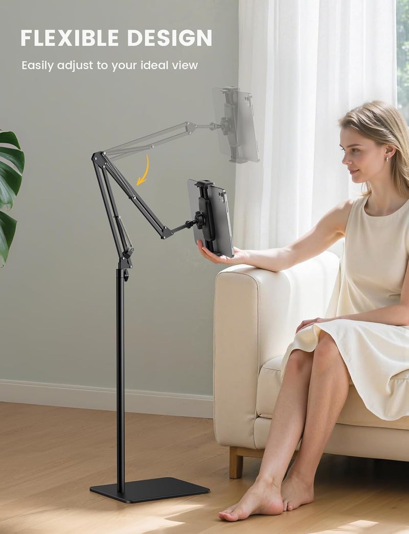 Lamicall Tablet Floor Stand, Tablet Holder Base - Flexible Height & Angle Adjustable, Adjustable Tablet Stand with 2.2 kg Base, 360° iPad Stand Holder for iPad Pro/Air/Mini, Kindle, 4.7-13 Inches - Image 2