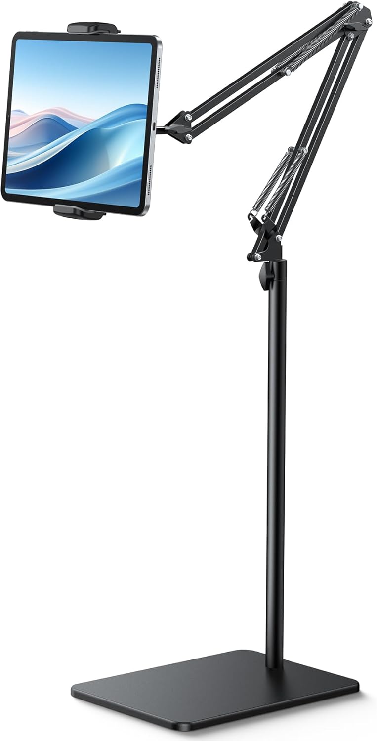 Lamicall Tablet Floor Stand, Tablet Holder Base - Flexible Height & Angle Adjustable, Adjustable Tablet Stand with 2.2 kg Base, 360° iPad Stand Holder for iPad Pro/Air/Mini, Kindle, 4.7-13 Inches - Image 1
