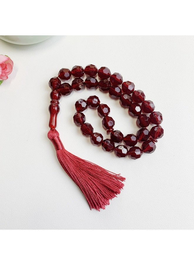 NIBEMINENT 33 Muslim Prayer Beads Wine Red/12mm 