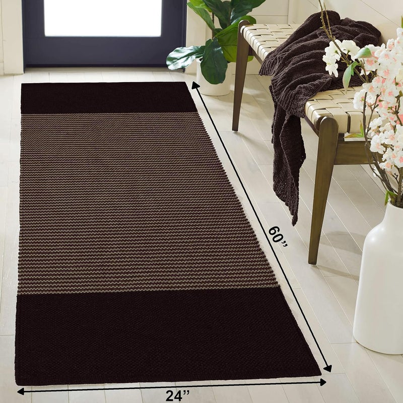 STONEMUNK ® Runner for Living Room | 22x60 Inch | Indoor Floor Rugs for Bedroom | Suitable for Home or Office | Runner for Kichen | Machine Washable Carpet | Cotton Runner - (Coffee - S) - Image 3