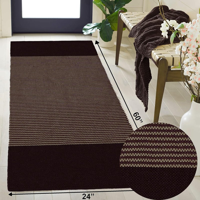 STONEMUNK ® Runner for Living Room | 22x60 Inch | Indoor Floor Rugs for Bedroom | Suitable for Home or Office | Runner for Kichen | Machine Washable Carpet | Cotton Runner - (Coffee - S) - Image 1